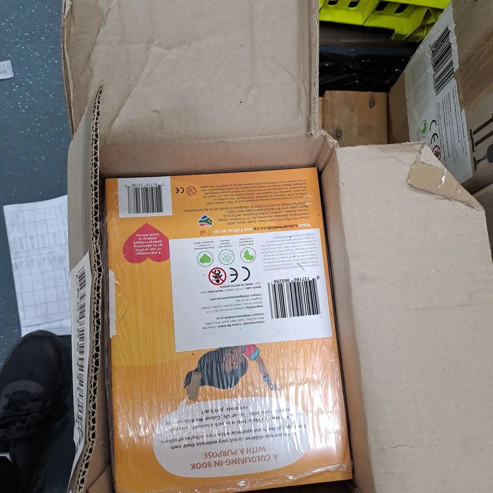 BOX OF APPROXIMATELY 125 COLOUR US BY COLOUR ME KIDS DIVERSE COLOURING BOOKS