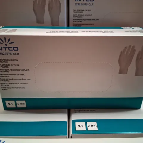 PALLET OF APPROXIMATELY 60 CARTONS OF TEN BOXES OF BRAND NEW INTCO VINYL DISPOSABLE GLOVES POWDER FREE 9/L 100 PAIRS PER BOX