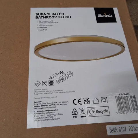 BOXED SUPA SLIM LED BATHROOM FLUSH MOUNT LIGHT – 18W, 4000K, BRASS FINISH