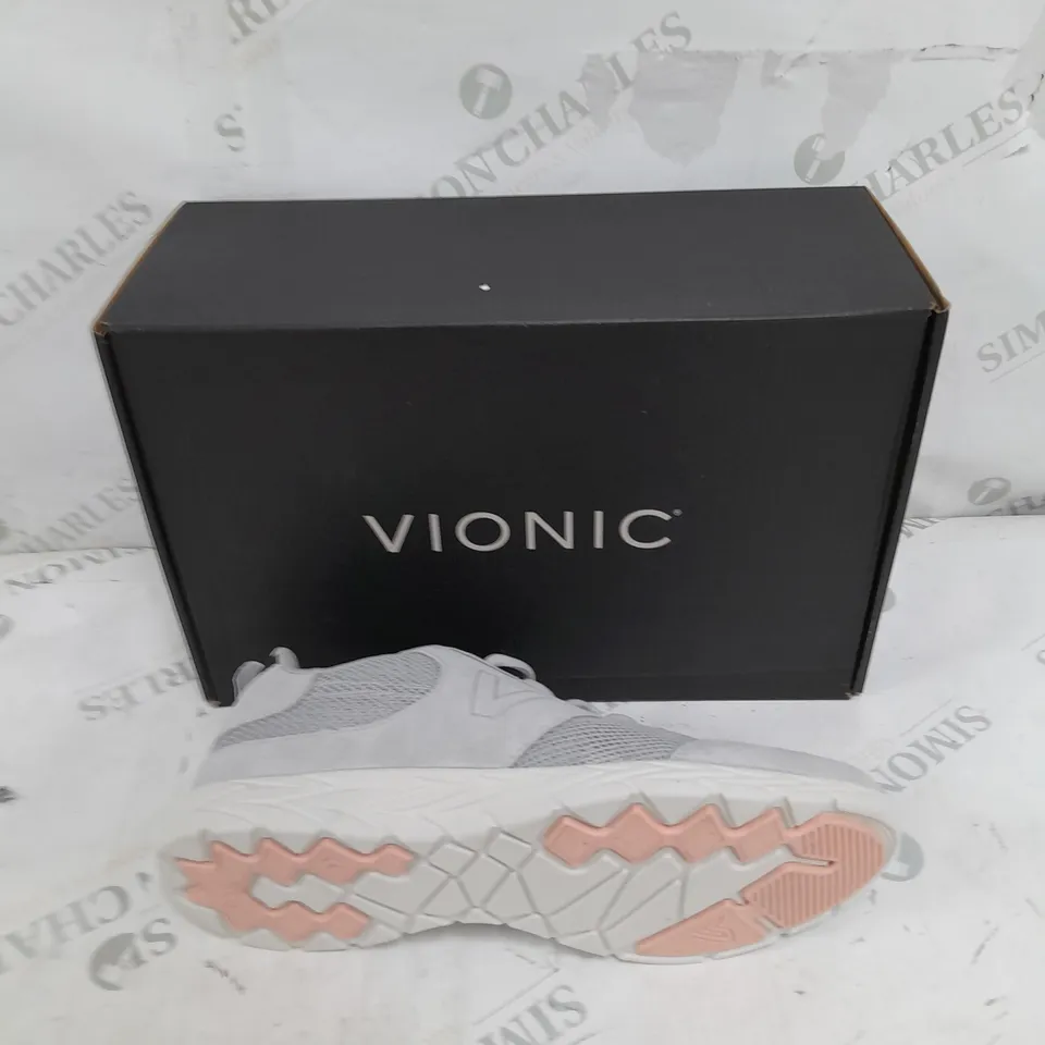 BOXED PAIR OF VIONIC GREY/PINK MESH TRAINERS SIZE 7