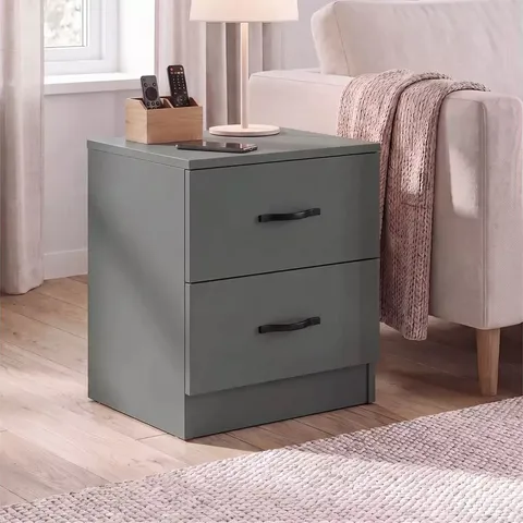 BOXED VIDA DESIGNS RIANO 2 DRAWER BEDSIDE CHEST - GREEN