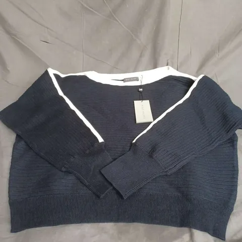 MINT VELVET RIB BATWING JUMPER IN NAVY SIZE M