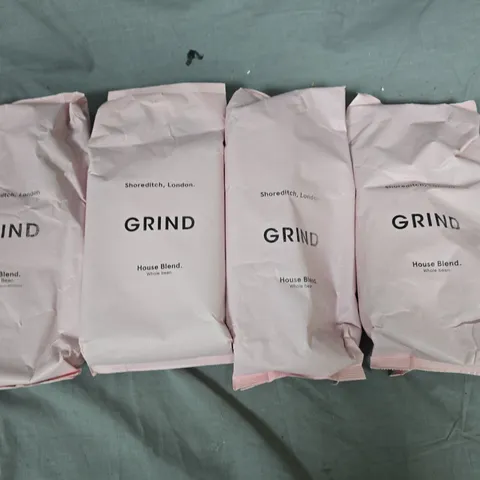 LOT OF 4 1KG PACKS OF GRIND COFFEE BEANS - 3X HOUSE BLEND 1X LIGHTBLEND