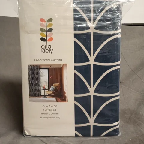 ORLA KIELY LINEAR STEM CURTAINS β ONE PAIR, FULLY LINED EYELET CURTAINS