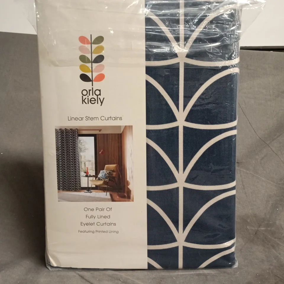 ORLA KIELY LINEAR STEM CURTAINS – ONE PAIR, FULLY LINED EYELET CURTAINS