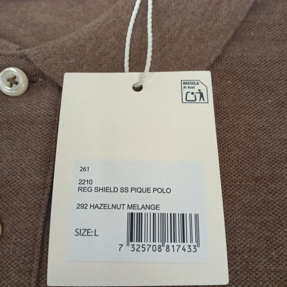 GANT REGULAR SHIELD SS PIQUE POLO – HAZELNUT MELANGE – UK L