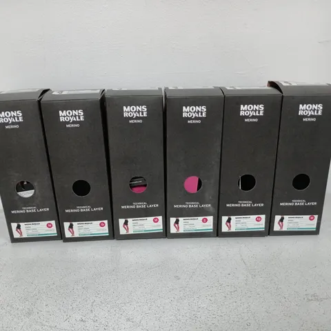 LOT OF 6 BOXED MONS ROYALE MERINO BASE LAYERS - VARIOUS SIZES AND COLOURS