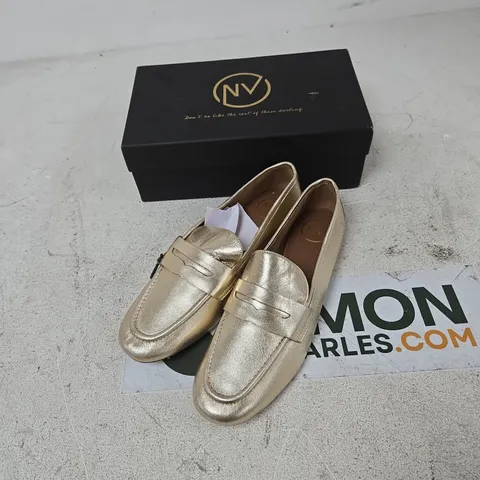 NV GOLD LEATHER LOAFERS – UK 6 (US 9) – BOXED