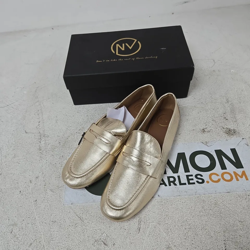NV GOLD LEATHER LOAFERS – UK 6 (US 9) – BOXED