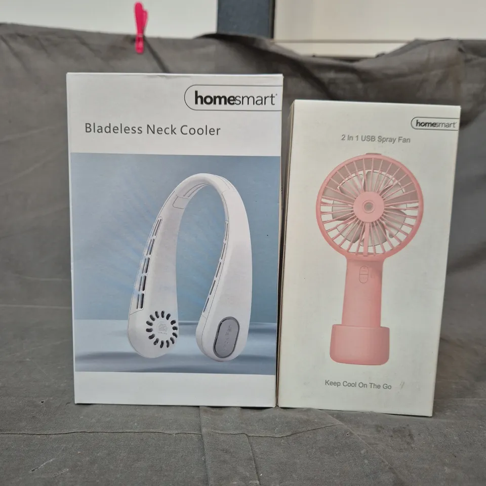 BOXED 20 ASSORTED BLADELESS NECK COOLERS AND FANS