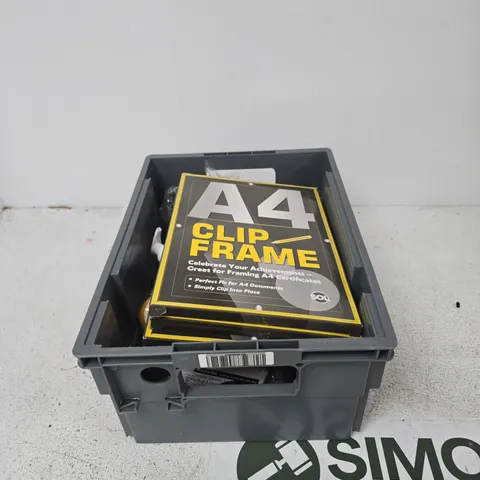 TOTE OF APPROXIMATELY 12 ASSORTED ITEMS TO INCLUDE: A4 CLIP FRAME