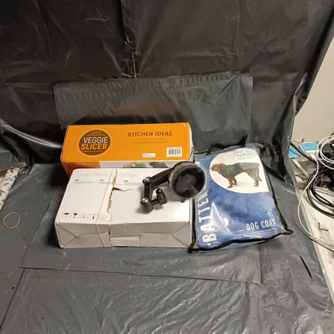 APPROXIMATELY 15 ASSORTED HOUSEHOLD ITEMS INCLUDING VEGGIE SLICER, DOG COAT, GPS MOUNT AND LASER TONER CARTRIDGE B1050P 2 PACK