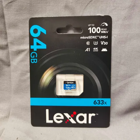 LEXAR 64GB MICROSDXC UHS-I MEMORY CARD – 633X (UP TO 100 MB/S)