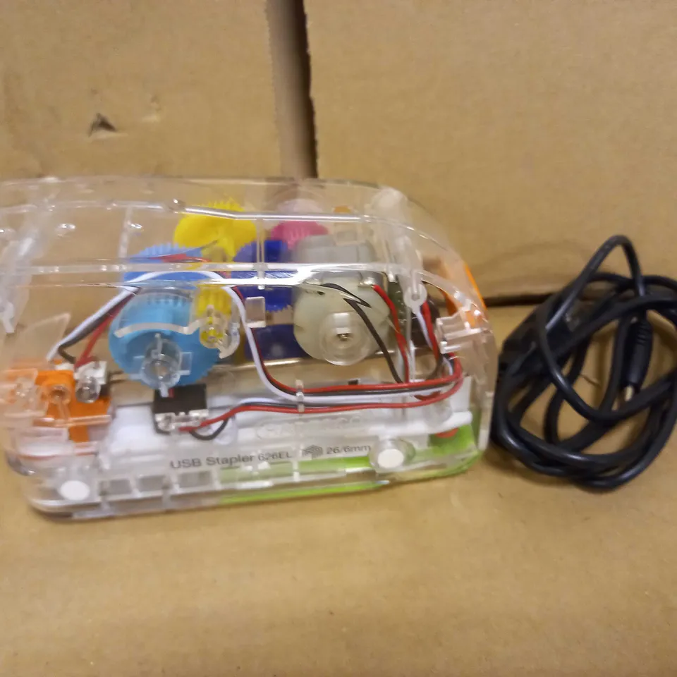 RAPESCO 1450 626EL - USB AUTOMATIC/BATTERY STAPLER - TRANSPARENT