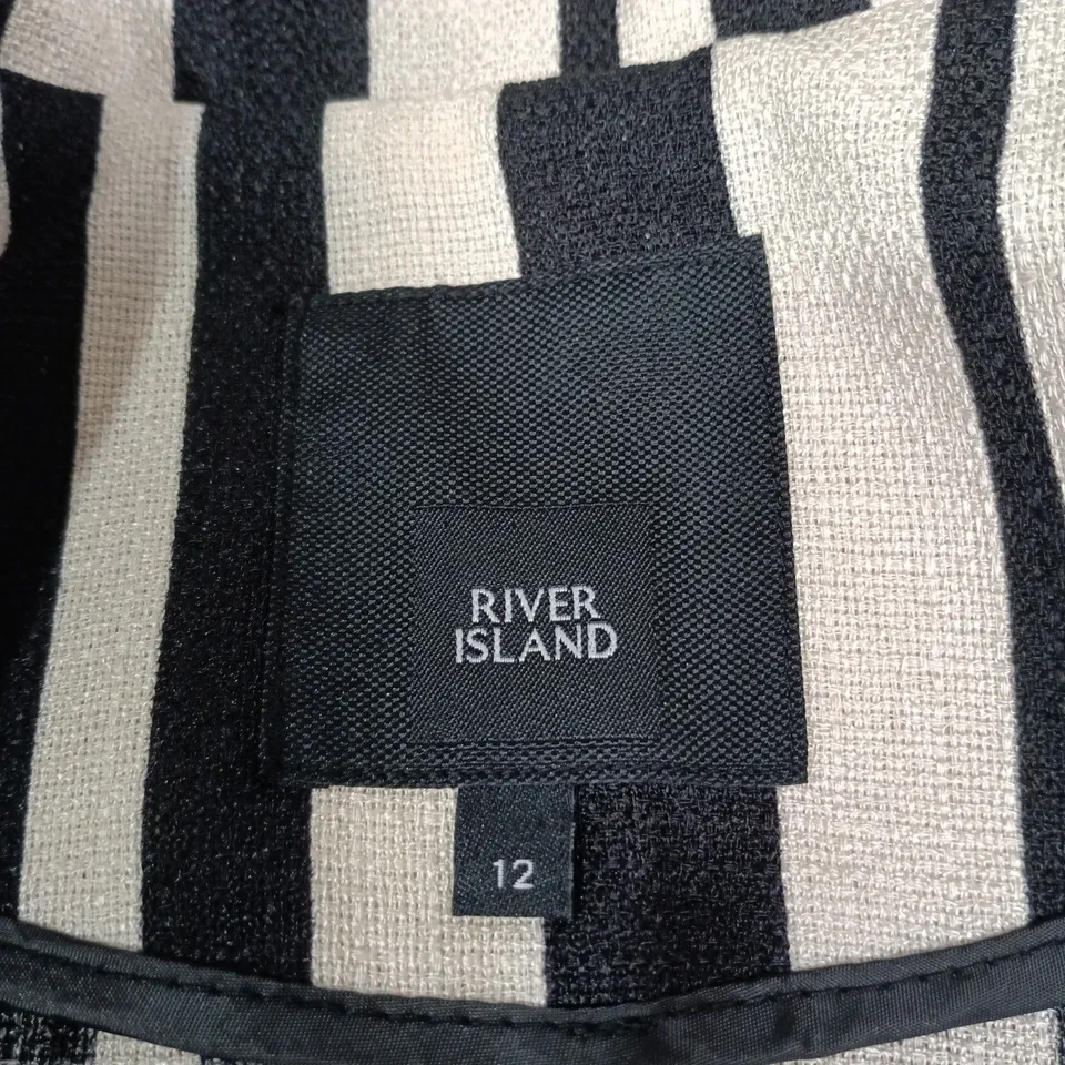 RIVER ISLAND STRIPED LONGLINE BLAZER JACKET – UK 12