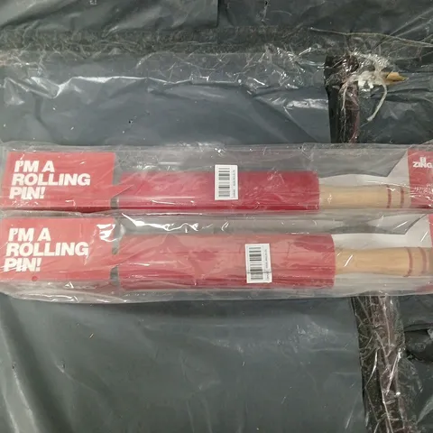 2 BOXED ROLLING PINS IN RED NON-STICK SILICONE 