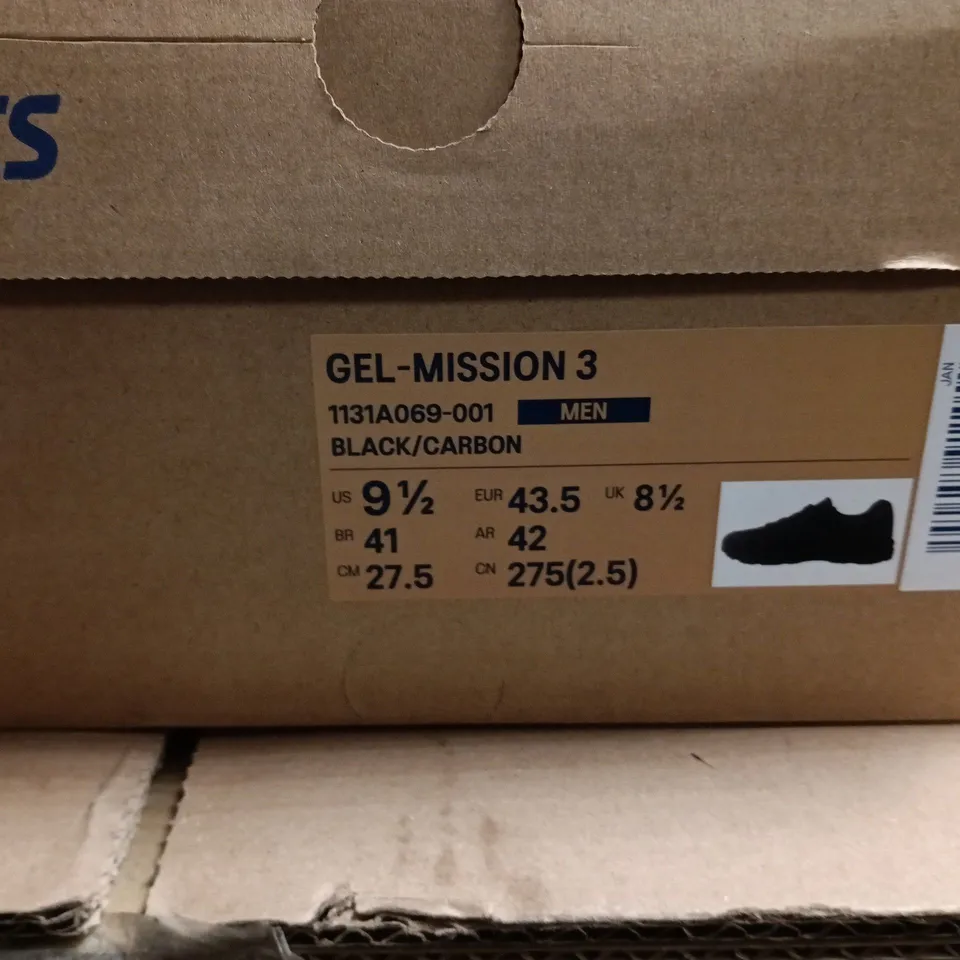 ASICS GEL-MISSION 3 MEN'S RUNNING SHOES - BLACK/CARBON, UK 8.5