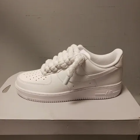 BOXED PAIR OF NIKE AIR FORCE 1 '07 TRAINERS, WHITE - UK SIZE 8.5