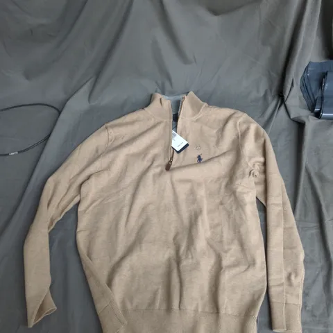 POLO RALPH LAUREN CLASSIC FIT ZIP CARDIGAN – BEIGE (UK L)