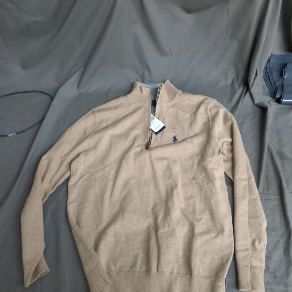 POLO RALPH LAUREN CLASSIC FIT ZIP CARDIGAN – BEIGE (UK L)