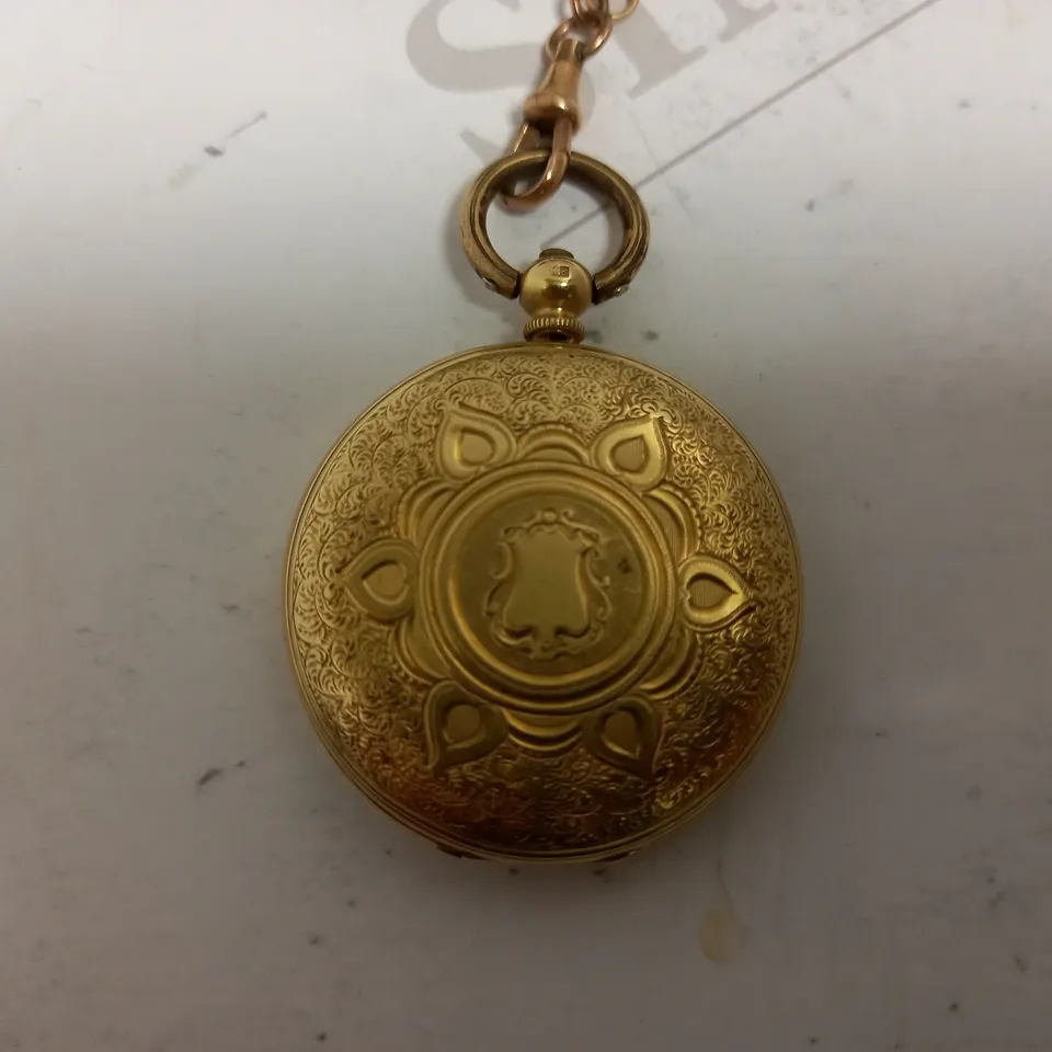 GOLD EFFECT POCKET WATCH WITH BLACK STRAP