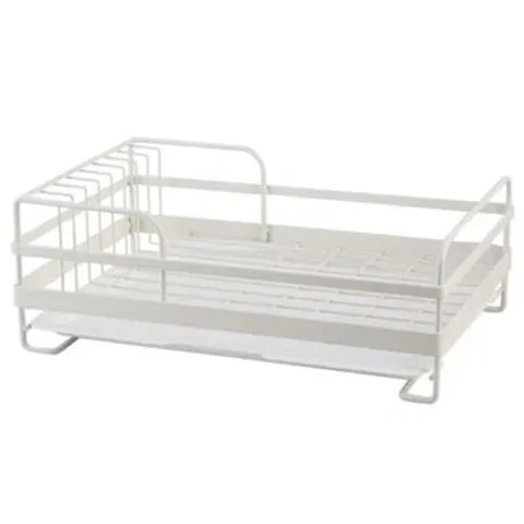 BOXED KITCHEN METAL DISH DRAINER RACK WITH REMOVABLE DRIP TRAY - WHITE (1 BOX)
