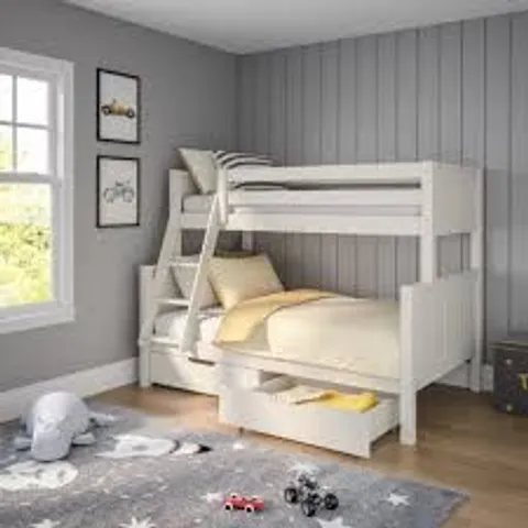 BOXED CLASSIC ORIGINALS TRIO BUNK BED WITH A PAIR OF DRAWERS - WHITE (4 BOXES)