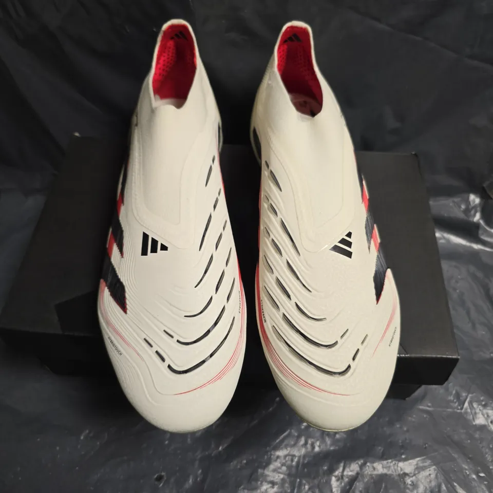 ADIDAS PREDATOR ELITE LL FG FOOTBALL BOOTS – WHITE/BLACK/RED, UK 9.5 (US 10 / EU 44)
