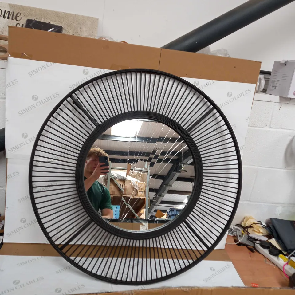 KELLY HOPPEN BAMBOO CIRCULAR MIRROR, BLACK [COLLECTION ONLY]