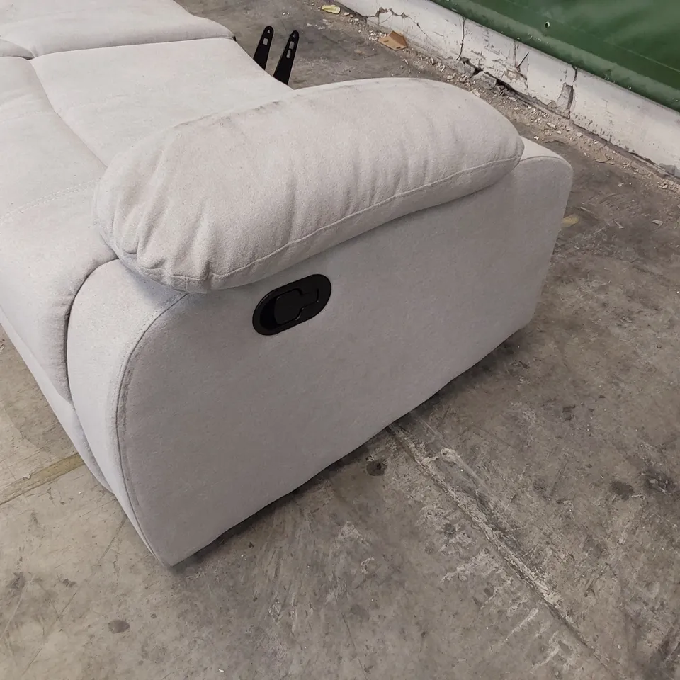 DESIGNER MANUAL RECLINING THREE SEATER BASE LIGHT GREY FABRIC 