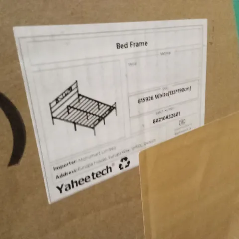BOXED YAHEETECH 4FT6 DOUBLE SIZE BEDFRAME - WHITE (1 BOX)