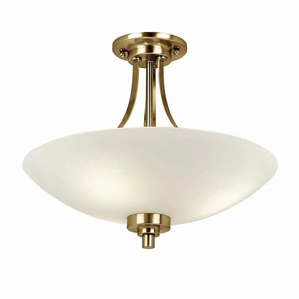 BOXED LUMINOSA WELLES 3 LIGHT FLUSH CEILING LIGHT WHITE, ANTIQUE BRASS, E27
