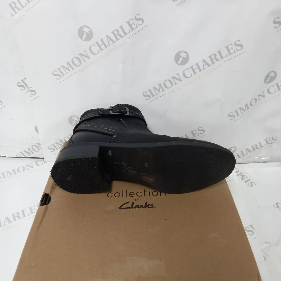CLANKS MAYE ANKLE BOOT SIZE 5 BLACK LEATHER - BOXED 