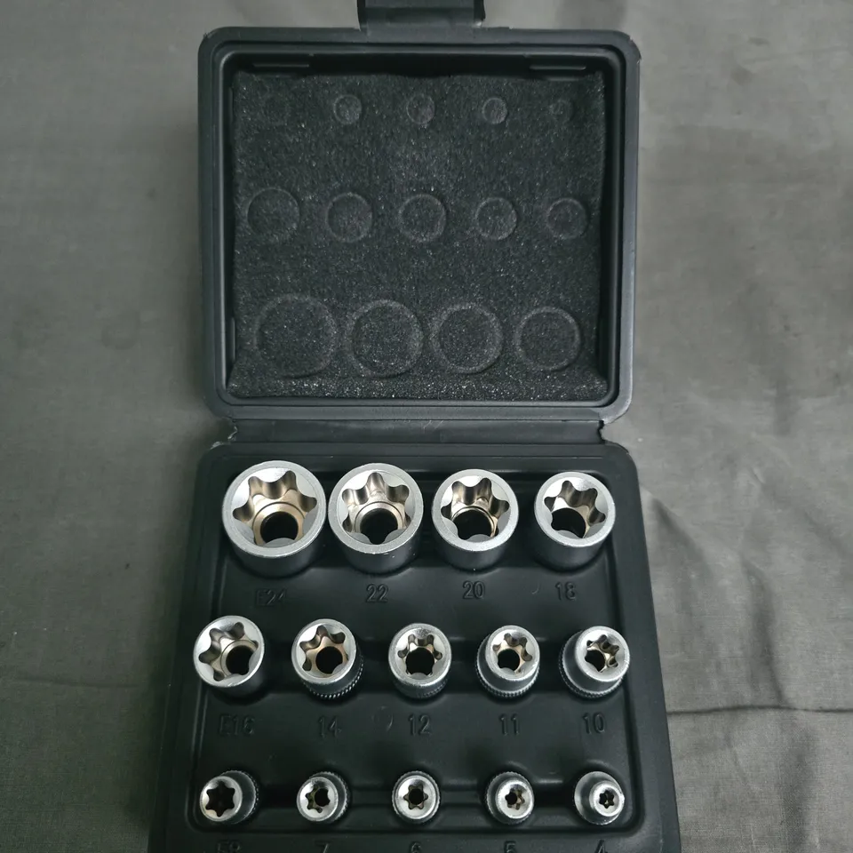 Torx External Socket Set (E4–E24) in Plastic Case 
