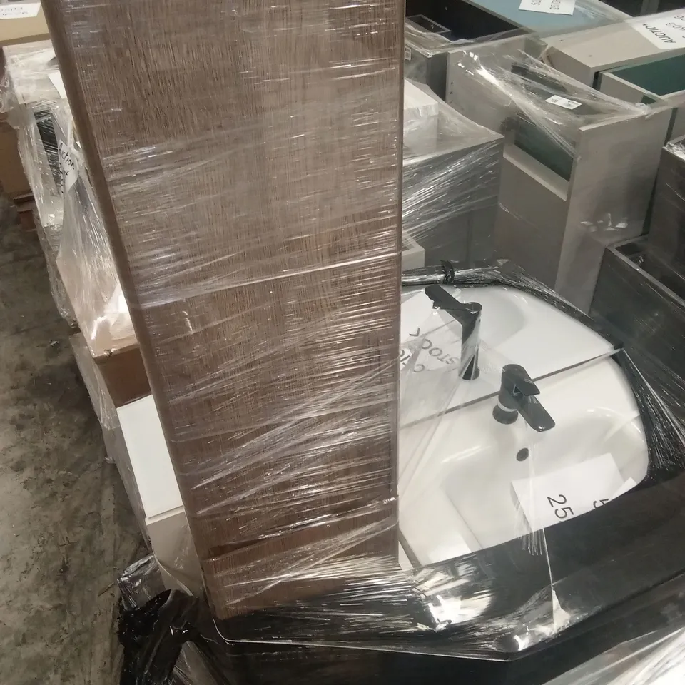 PALLET OF ASSORTED DESIGNER BATHROOM VANITY UNITS WITH BASINS AND MIXER TAPS