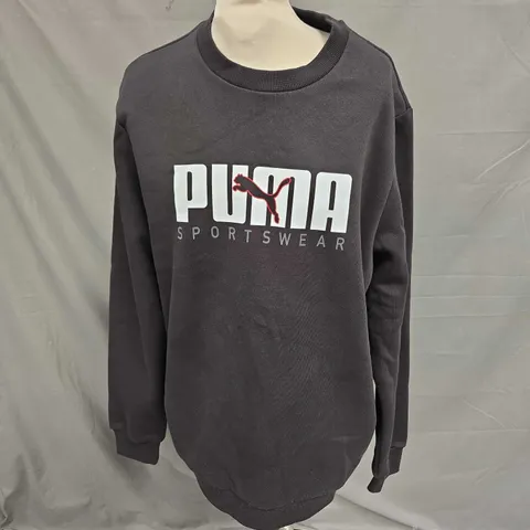 PUMA PRINTED CREW NECK SWEATSHIRT IN BLACK SIZE L