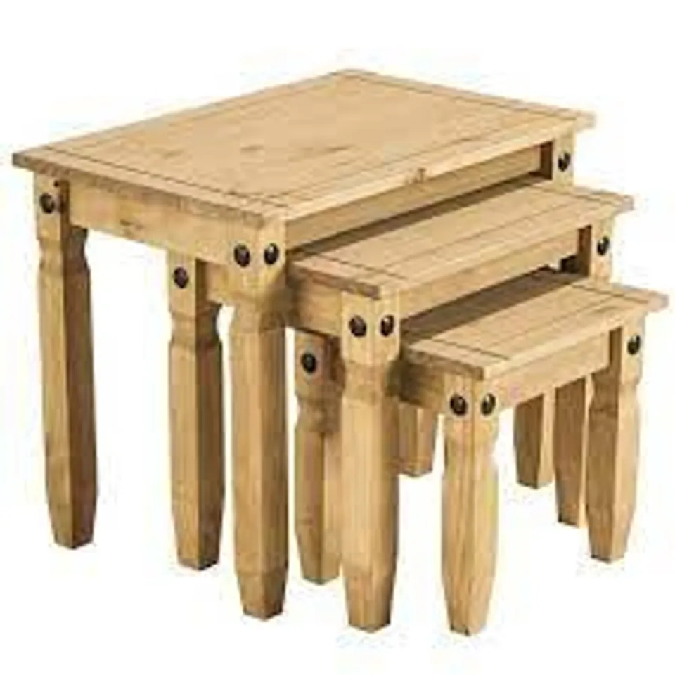 BOXED ORONA NEST OF TABLES - SOLID PINE WOOD EFFECT (1 BOX)