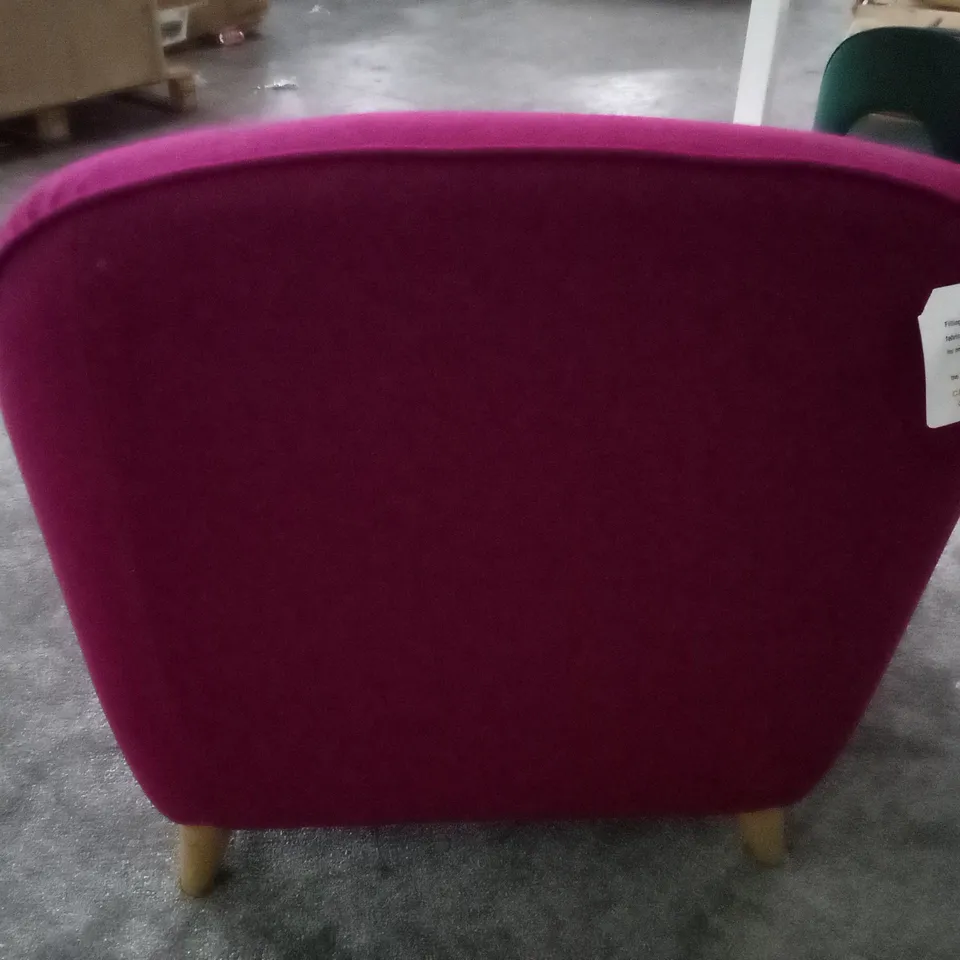 QUALITY DESIGNER ARMCHAIR - DARK PINK FABRIC