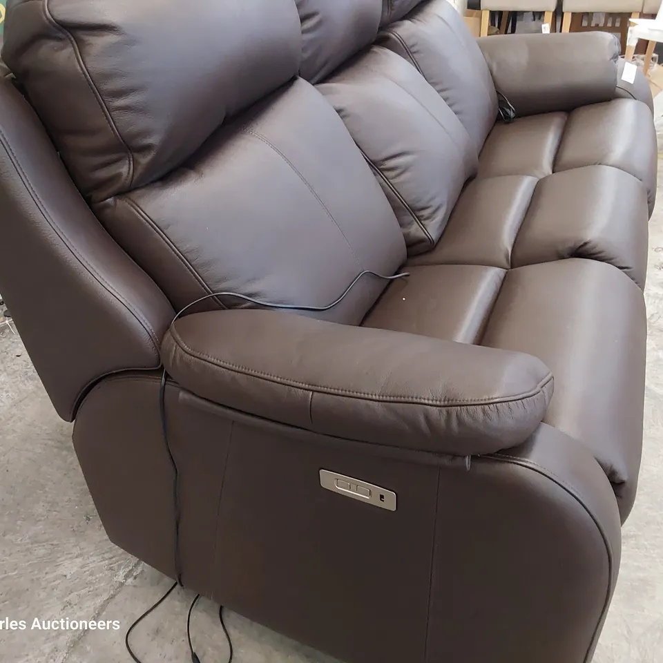 QUALITY BRITISH DESIGNER G PLAN KINGSBURY POWER RECLINING THREE SEATER SOFA CAPRI CHOCOLATE LEATHER 