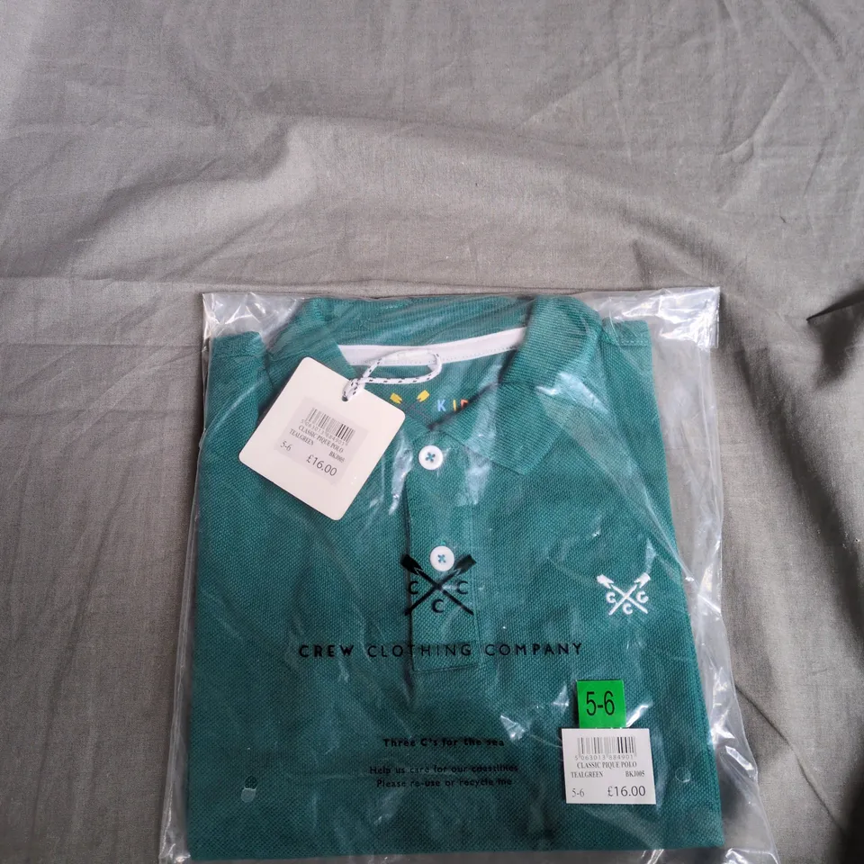 CREW CLOTHING COMPANY KIDS' CLASSIC PIQUE POLO SHIRT – TEAL GREEN, UK 5-6