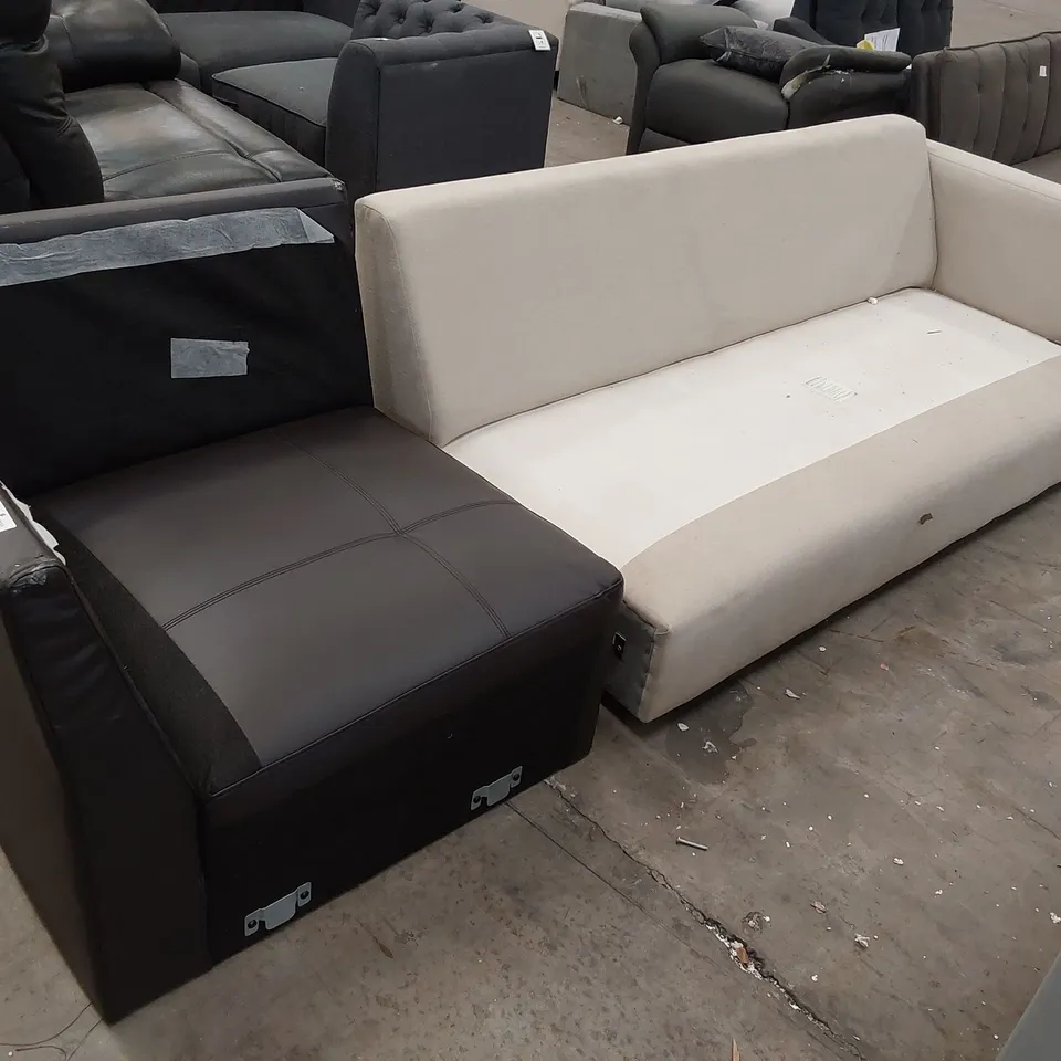 TWO SECTIONS BROWN LEATHER CORNER & THREE SEATER BAYFIELD