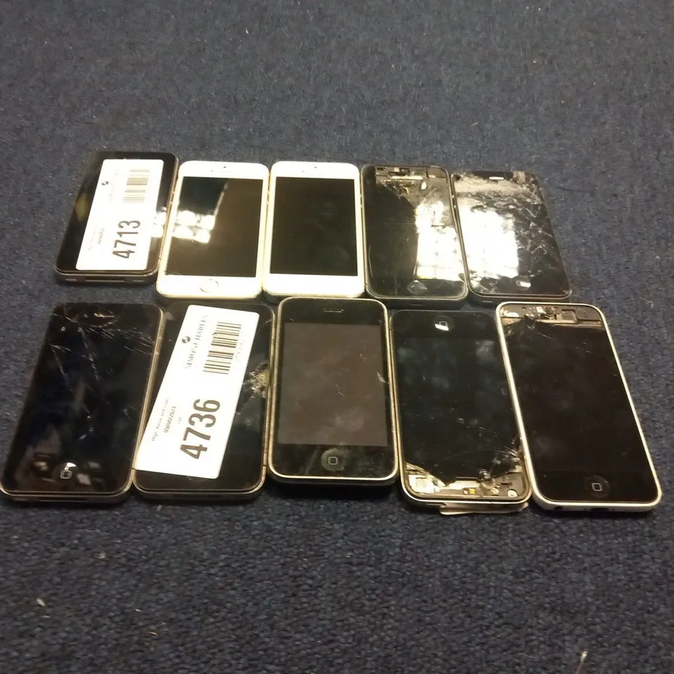 10 ASSORTED MOBILE PHONES TO INCLUDE; IPHONE 5S A1457 