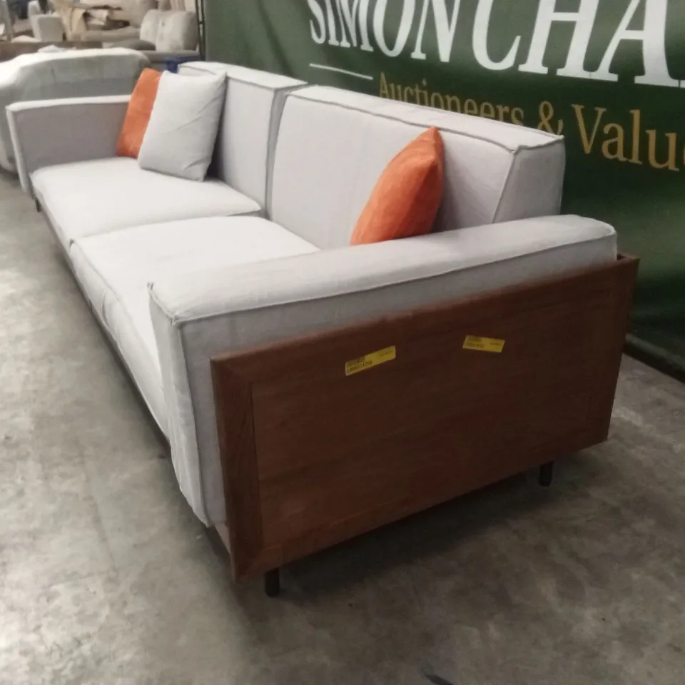 GEORGE OLIVER 4 SEATER FABRIC SOFA WITH COTTON-LINEN UPHOLSTERY, SOLID WOOD FRAME & METAL LEGS RRP £1349