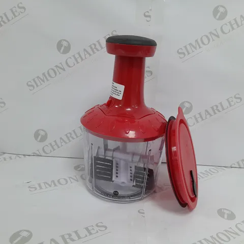 COOKS ESSENTIALS 5 BLADE PRESS CHOPPER IN RED