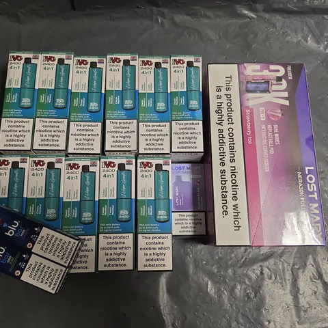 APPROXIMATELY 20 ASSORTED E-CIGARETTE PRODUCTS TO INCLUDE - LOST MARY AND IVG