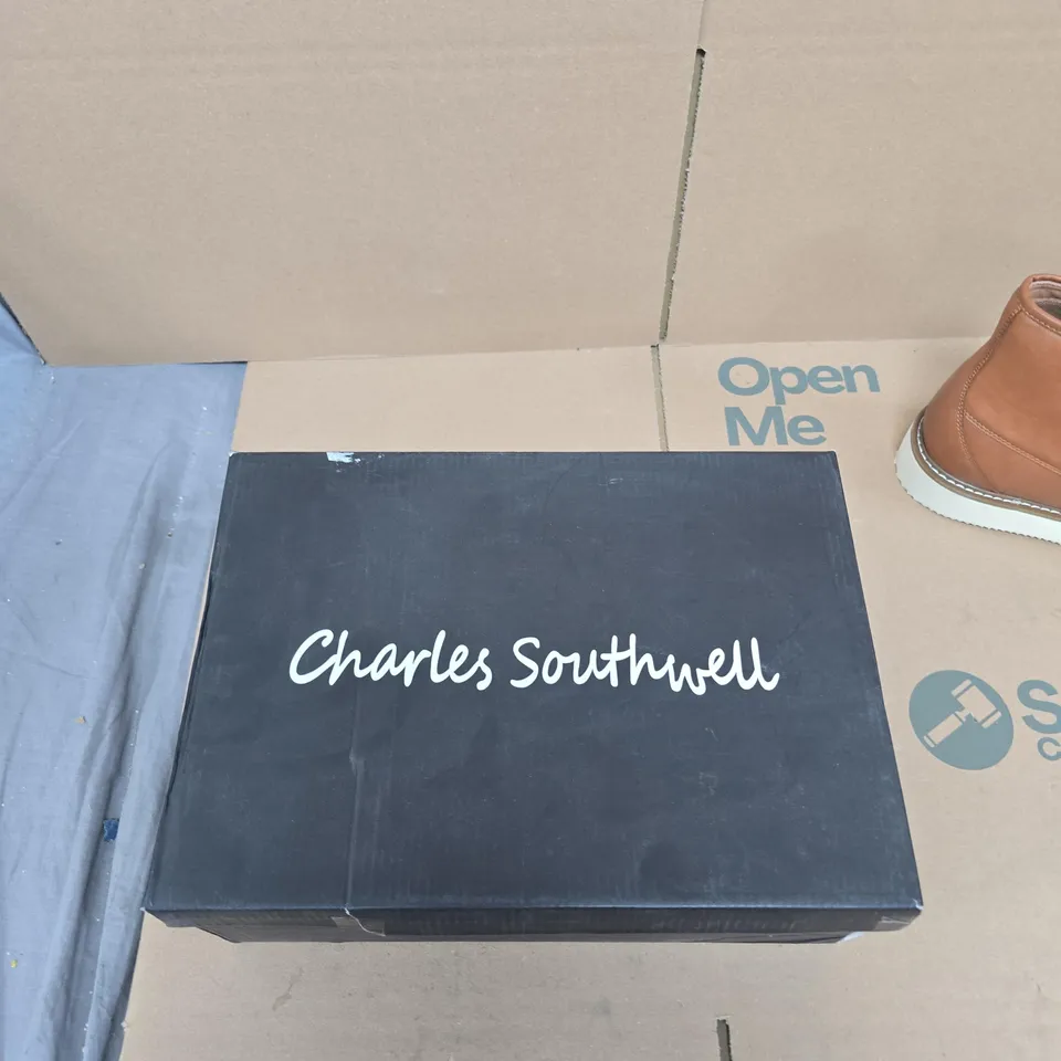 CHARLES SOUTHWELL LANGFORD TAN LEATHER BOOTS, UK SIZE 9 – MEN'S