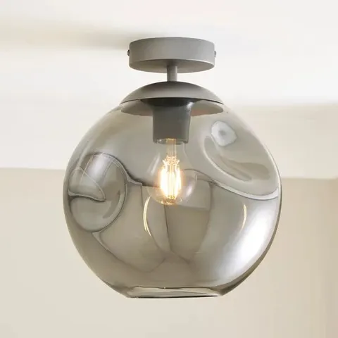 BOXED ALEXIS SMOKED FLUSH CEILING LIGHT