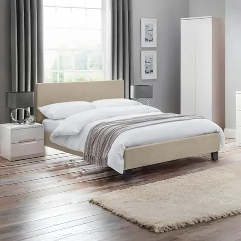 BOXED JULIAN BOWEN RIALTO 150cm BED FRAME - OATMEAL (2 BOXES)