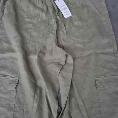 OYSHO OLIVE LINEN CARGO TROUSERS – SIZE L (EU/USA/UK)