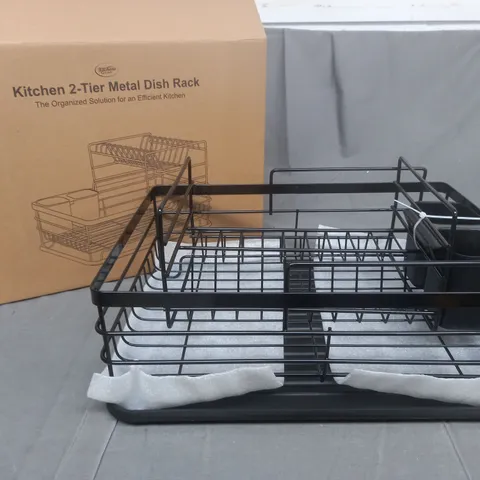 BOXED KITCHENS LAND 2-TIER METAL DISH RACK IN BLACK